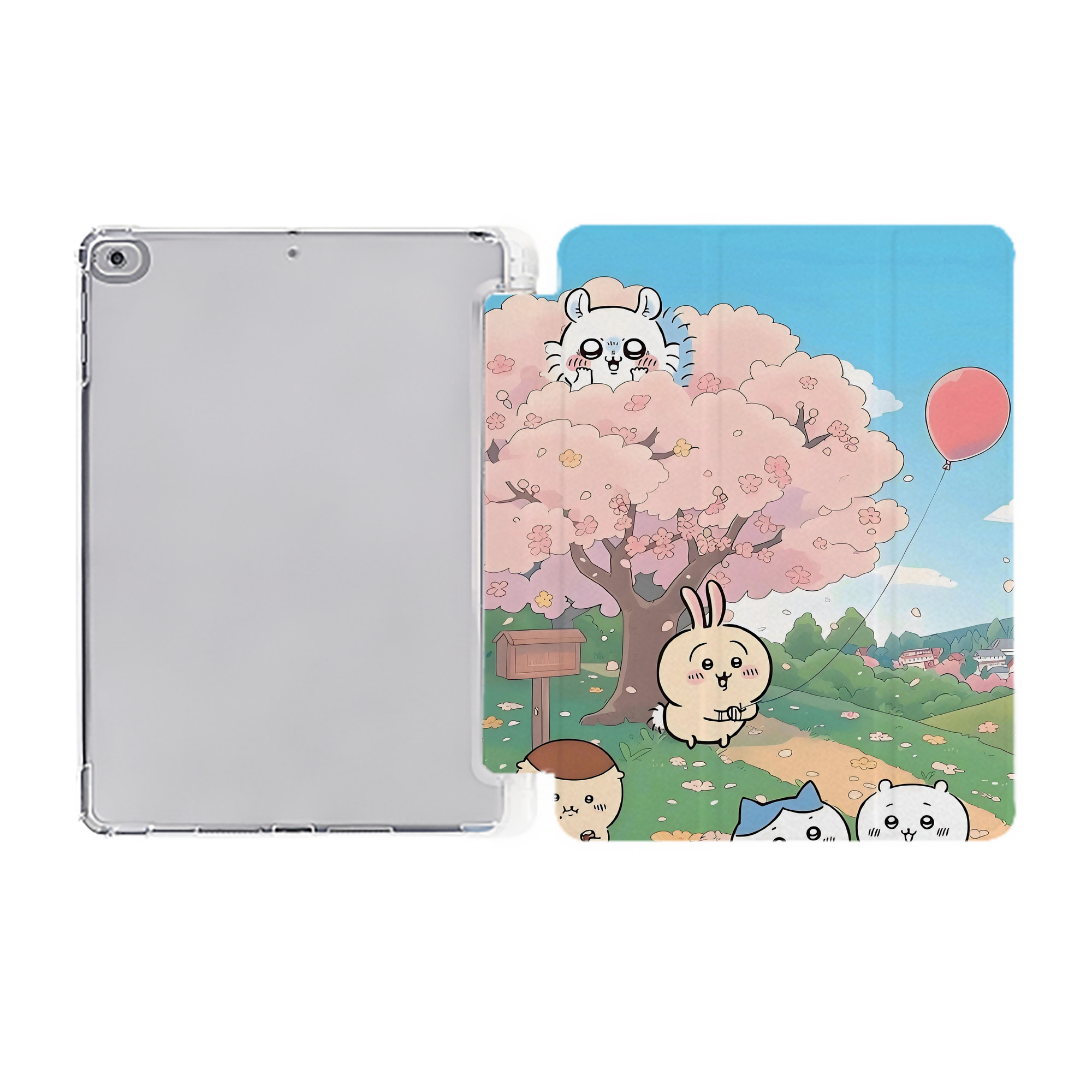 （画像用） ちいかわ Chii-kawa IPad ケース ペン収納付き 三つ折りスタンド PUレザー×シリコン 対応機種9.5/10.5/10.9インチ